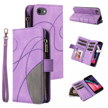 iPhone 7/8/SE2 2020/SE3 2022 Zipper Wallet Magnetic Stand Case Purple