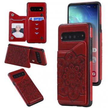 Samsung Galaxy S10 Embossed Wallet Magnetic Stand Case Red