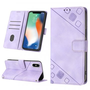 Skin-friendly iPhone X/XS Wallet Stand Case with Wrist Strap Purple