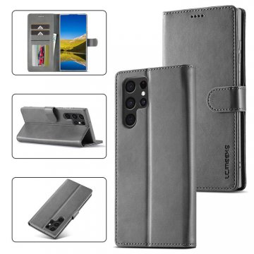 LC.IMEEKE Samsung Galaxy S22 Ultra Wallet Magnetic Stand Case Gray