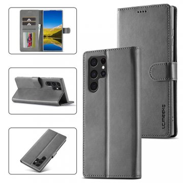 LC.IMEEKE Samsung Galaxy S22 Ultra Wallet Magnetic Stand Case Gray
