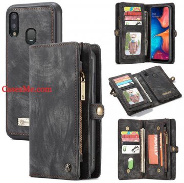 CaseMe Samsung Galaxy A20e Wallet Magnetic Detachable Case Black