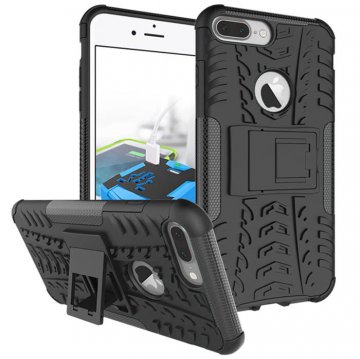 Hybrid Rugged iPhone 8 Plus/7 Plus Kickstand Shockproof Case Black