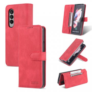 AZNS Samsung Galaxy Z Fold3 5G Wallet Magnetic Kickstand Case Red
