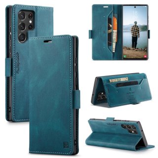 Autspace Samsung Galaxy S22 Ultra Wallet RFID Blocking Case Blue