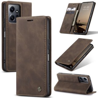 CaseMe Xiaomi Redmi Note 12 4G Wallet Suede Leather Case Coffee