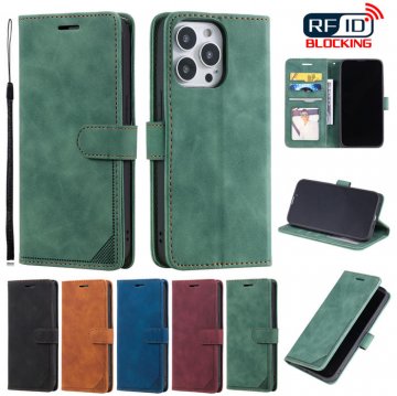 iPhone 13 Pro Wallet RFID Blocking Kickstand Case Green
