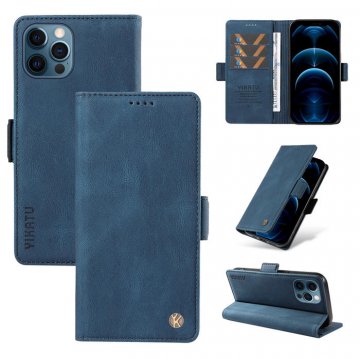 YIKATU iPhone 12/12 Pro Skin-touch Wallet Kickstand Case Blue