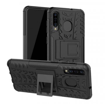 Samsung Galaxy A30 Hybrid Rugged PC + TPU Kickstand Case Black