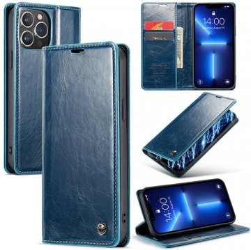 CaseMe iPhone 13 Pro Max Wallet Kickstand Magnetic Flip Case Blue