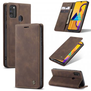 CaseMe Samsung Galaxy M30S/M21 Wallet Kickstand Case Coffee