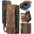 CaseMe iPhone X/XS Zipper Wallet Case with Wrist Strap Coffee