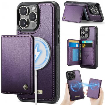 CaseMe iPhone 16 Pro 2-in-1 Detachable Magnetic Wallet Case with RFID Blocking, Card Holder & MagSafe Compatible - Purple