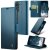 CaseMe Samsung Galaxy S23 FE Wallet RFID Blocking Magnetic Buckle Case Blue