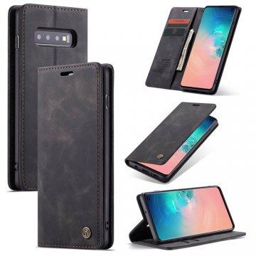 CaseMe Samsung Galaxy S10 Retro Wallet Kickstand Case Black