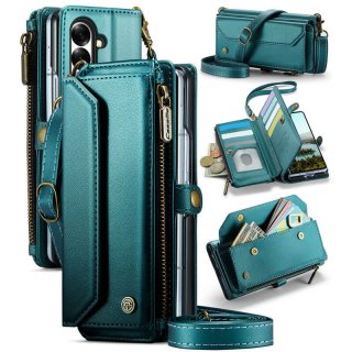 CaseMe Samsung Galaxy Z Fold8 Ultra RFID Wallet Case with Crossbody Strap, Zipper Pocket & Wireless Charging Green