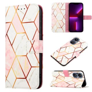 Marble Pattern OnePlus Nord N20 5G Wallet Stand Case Pink White