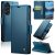 CaseMe Samsung Galaxy A27 Wallet RFID Blocking Magnetic Buckle Case Blue