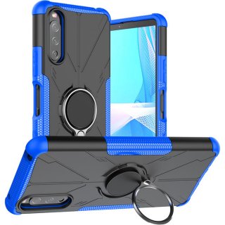 Sony Xperia 10 III Hybrid Rugged Ring Kickstand Case Blue