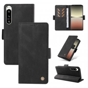 YIKATU Sony Xperia 5 IV Skin-touch Wallet Kickstand Case Black