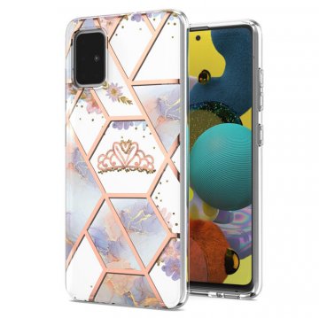 Samsung Galaxy A51 Flower Pattern Marble Electroplating TPU Case Crown