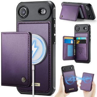 CaseMe iPhone Air 2-in-1 Detachable Magnetic Wallet Case with RFID Blocking, Card Holder & MagSafe Compatible - Purple