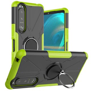 Sony Xperia 5 III Hybrid Rugged Ring Kickstand Case Green