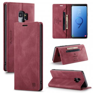 Autspace Samsung Galaxy S9 Wallet Kickstand Case Red