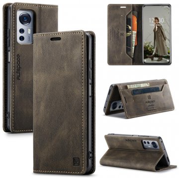 Autspace Xiaomi 12/12X RFID Blocking Wallet Case Coffee