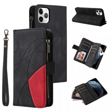 iPhone 11 Pro Max Zipper Wallet Magnetic Stand Case Black