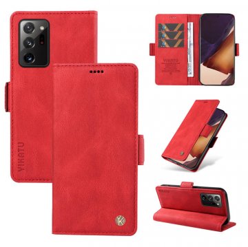 YIKATU Samsung Galaxy Note 20 Ultra Skin-touch Wallet Kickstand Case Red