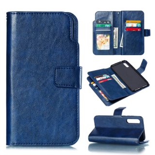 Huawei P30 Wallet 9 Card Slots Crazy Horse Leather Case Blue