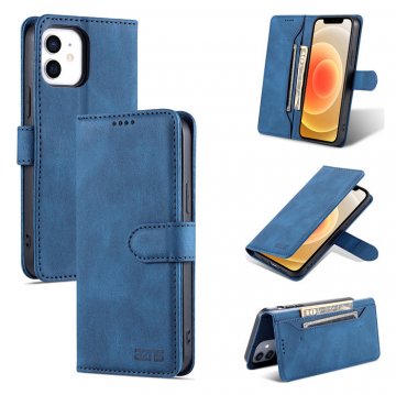 AZNS iPhone 12 Mini Vintage Wallet Magnetic Kickstand Case Blue