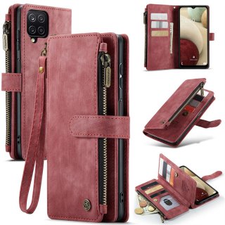 CaseMe Samsung Galaxy A12 Wallet Kickstand Retro Case Red