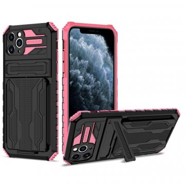 iPhone 11 Pro Max Card Slot Kickstand Shockproof Case Pink
