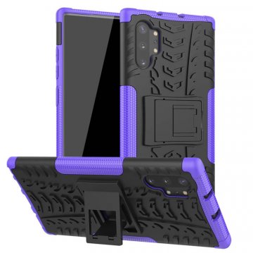 Samsung Galaxy Note 10 Plus Hybrid Rugged PC + TPU Kickstand Case Purple