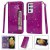 Samsung Galaxy S21/S21 Plus/S21 Ultra Zipper Pocket Bling Glitter Leather Case Purple