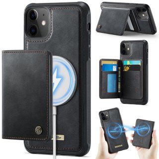 CaseMe iPhone 11 2-in-1 Detachable Magnetic Wallet Case with RFID Blocking, Card Holder & Wireless Charging Compatible - Black