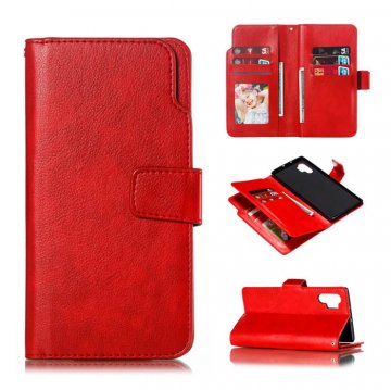 Samsung Galaxy Note 10 Plus Wallet 9 Card Slots Stand Case Red