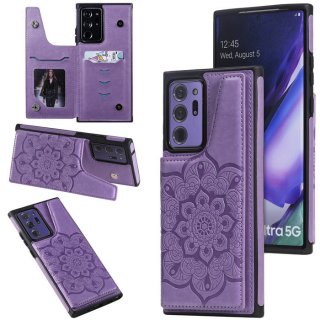 Samsung Galaxy Note 20 Ultra Embossed Wallet Magnetic Stand Case Purple