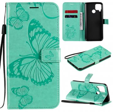 OPPO Realme C15 Embossed Butterfly Wallet Magnetic Stand Case Green