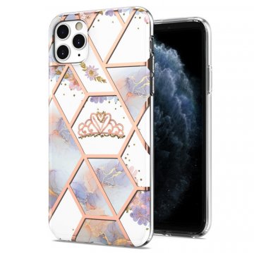 iPhone 11 Pro Max Flower Pattern Marble Electroplating TPU Case Crown