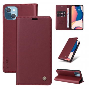 YIKATU iPhone 14 Plus Wallet Kickstand Magnetic Case Red