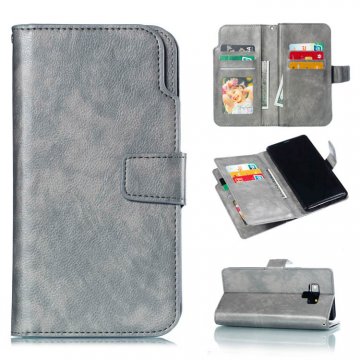 Samsung Galaxy Note 9 Wallet Stand Case with 9 Card Slots Gray