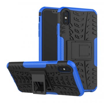 Hybrid Rugged iPhone XS Max Kickstand Shockproof Case Blue