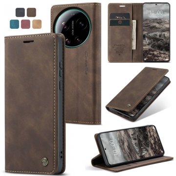 CaseMe Xiaomi 17 Ultra Wallet Magnetic Suede Leather Case Coffee