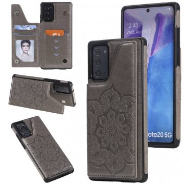 Samsung Galaxy Note 20 Embossed Wallet Magnetic Stand Case Gray