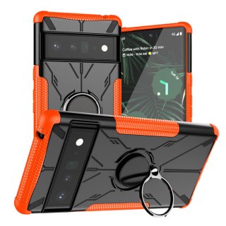 Google Pixel 6 Pro Hybrid Rugged Ring Kickstand Case Orange