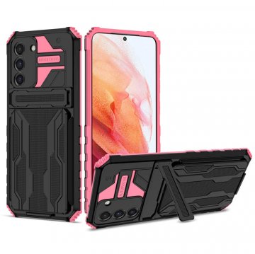 Samsung Galaxy S21 FE Card Slot Kickstand Shockproof Case Pink