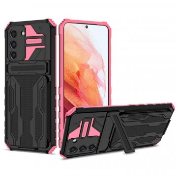 Samsung Galaxy S21 FE Card Slot Kickstand Shockproof Case Pink